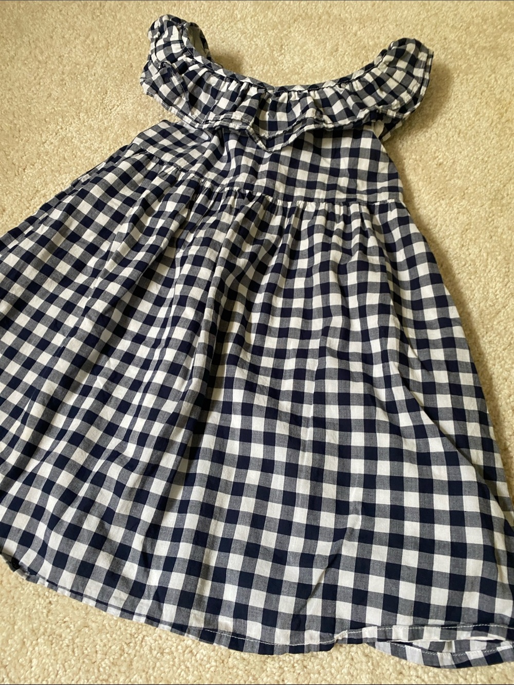Janie and Jack cotton Navy and White Gingham Ruffle Dress size 4T